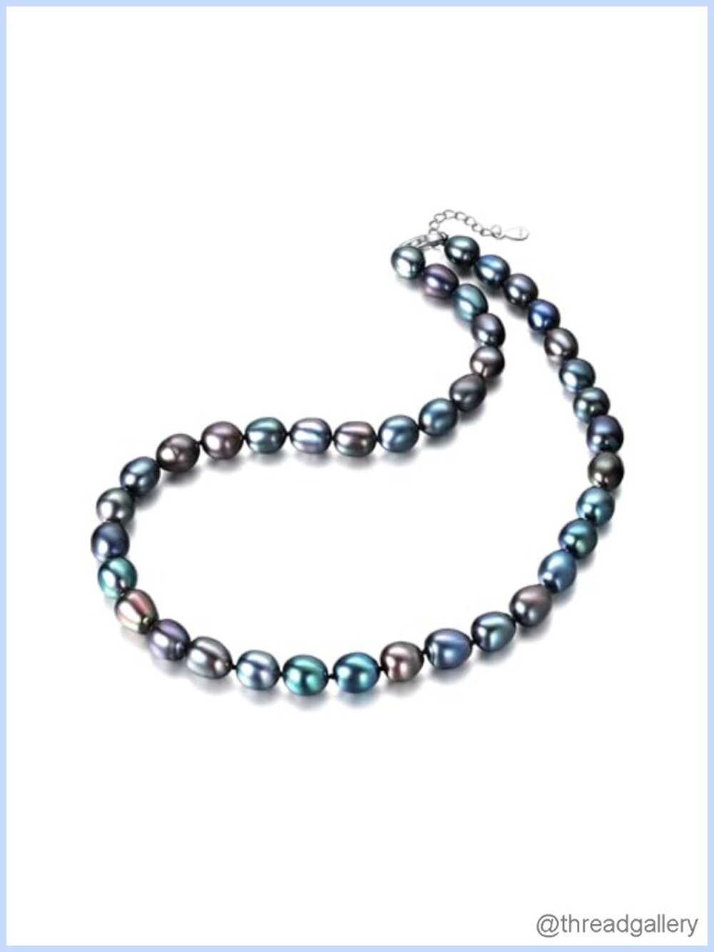 Tahitian Black Pearl Strand Necklace 925 Sterling Silver Chain